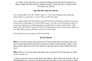 Quyết định 960/QĐ-BXD 2021 công bố thủ tục hành chính lĩnh vực phát triển đô thị