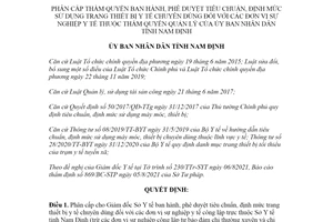 Quyết định 37/2021/QĐ-UBND tiêu chuẩn sử dụng trang thiết bị y tế chuyên dùng tỉnh Nam Định