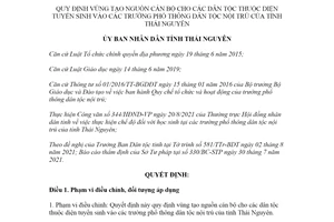 Quyết định 39/2021/QĐ-UBND vùng tạo nguồn cán bộ cho các dân tộc tỉnh Thái Nguyên