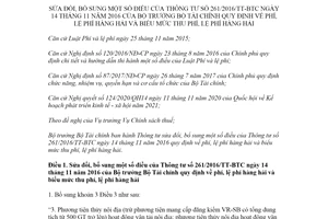 Thông tư 74/2021/TT-BTC sửa đổi Thông tư 261/2016/TT-BTC