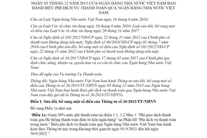 Circular 13/2021/TT-NHNN amendments to Circular 26/2013/TT-NHNN