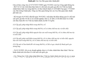 Công văn 4197/TCHQ-CNTT 2021 hướng dẫn thủ tục của Bộ Y tế trên Cơ chế một cửa quốc gia