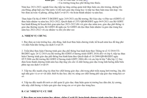 Công văn 3699/BGDĐT-GDTrH 2021 thực hiện nhiệm vụ giáo dục trung học năm học 2021 2022
