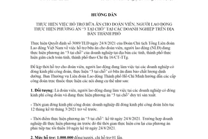 Hướng dẫn 18/HD-LĐLĐ 2021 hỗ trợ bữa ăn cho đoàn viên thực hiện 3 tại chỗ Hồ Chí Minh