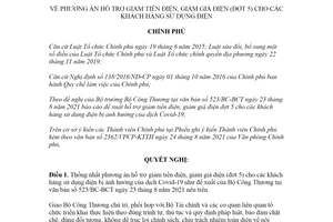 Nghị quyết 97/NQ-CP 2021 phương án hỗ trợ giảm tiền điện giảm giá điện đợt 5 cho khách hàng sử dụng điện