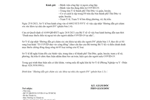 Công văn 6065/SYT-NVY 2021 Hướng dẫn gói chăm sóc sức khỏe tại nhà cho người F0 phiên bản 1.5 Hồ Chí Minh