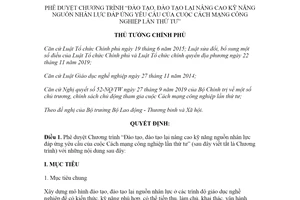 Quyết định 1446/QĐ-TTg 2021 Đào tạo nâng cao kỹ năng nguồn nhân lực đáp ứng Cách mạng công nghiệp