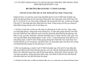 Công điện 848/CĐ-BGDĐT 2021 tổ chức khai giảng năm học mới trong tình hình dịch bệnh phức tạp