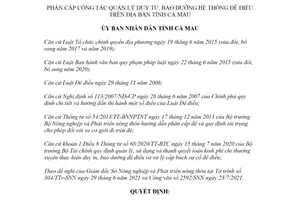 Quyết định 20/2021/QĐ-UBND phân cấp công tác quản lý duy tu hệ thống đê điều tỉnh Cà Mau