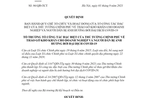 Quyết định 86/QĐ-TCT 2021 tổ chức của Tổ công tác đặc biệt tháo gỡ khó khăn ảnh hưởng COVID19