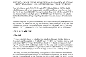 Kế hoạch 192/KH-UBND 2021 thực hiện chỉ tiêu về số người tham gia bảo hiểm xã hội Hà Nội