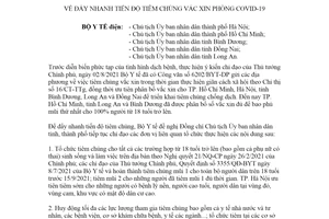Công điện 1316/CĐ-BYT 2021 đẩy nhanh tiến độ tiêm chủng vắc xin phòng COVID19