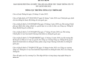 Quyết định 953/QĐ-TCTK 2021 điều tra hộ gia đình thu thập thông tin về du lịch 2022