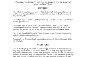 Nghị quyết 105/NQ-CP 2021 hỗ trợ doanh nghiệp hợp tác xã hộ kinh doanh dịch COVID19