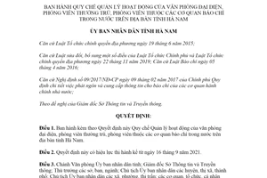 Quyết định 28/2021/QĐ-UBND Quản lý hoạt động văn phòng đại diện phóng viên thường trú Hà Nam