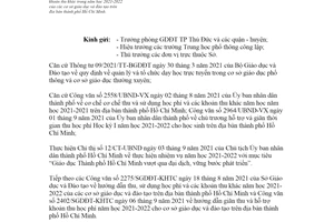 Công văn 2462/SGDĐT-KHTC 2021 tiếp tục hướng dẫn thu trong năm học Hồ Chí Minh 2021 2022