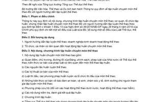 Thông tư 07/2021/TT-BVHTTDL tập huấn chuyên môn thể thao người hướng dẫn tập luyện thể thao