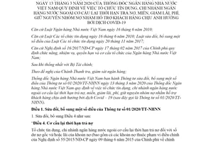 Circular 14/2021/TT-NHNN amendments to Circular 01/2020/TT-NHNN