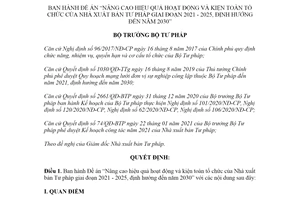 Quyết định 1396/QĐ-BTP 2021 Đề án Nâng cao hiệu quả hoạt động của Nhà xuất bản Tư pháp