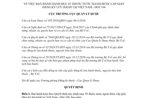 Quyết định 526/QĐ-QLD 2021 danh mục thuốc nước ngoài được cấp giấy đăng ký lưu hành tại Việt Nam