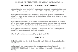 Quyết định 1732/QĐ-BTNMT 2021 kế hoạch chi tiết xây dựng dự án Luật Đất đai sửa đổi