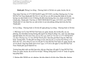 Công văn 5159/SLĐTBXH-BTXH 2021 hỗ trợ đối tượng khó khăn do ảnh hưởng của Covid 19 Hà Nội