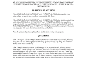 Quyết định 1039/QĐ-BXD 2021 công bố thủ tục hành chính lĩnh vực nhà ở