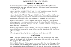 Quyết định 1424/QĐ-BTP 2021 phân công tham gia đề nghị xây dựng văn bản quy phạm pháp luật