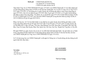 Công văn 14625/SYT-NVY 2021 đính chính thông tin không ghi nhận ca mắc ngoài cộng đồng Hà Nội