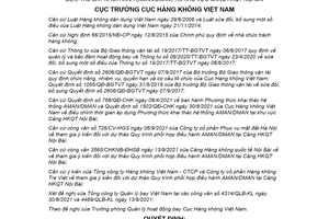 Quyết định 1542/QĐ-CHK 2021 xử lý theo dữ liệu hệ thống quản lý tàu bay tại Cảng Nội Bài