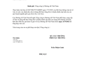 Công văn 2091/CĐSVN-KHTC 2021 cung cấp số liệu sử dụng đất theo từng đơn vị hành chính cấp tỉnh