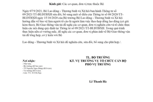 Công văn 9414/BGTVT-TCCB 2021 thực hiện Thông tư 09/2021/TT-BLĐTBXH