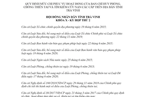 Nghị quyết 14/2021/NQ-HĐND mức chi phục vụ của Ban Chỉ huy phòng chống thiên tai tỉnh Trà Vinh