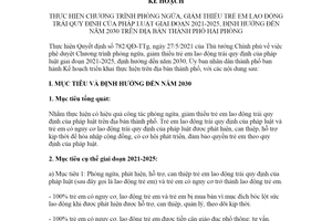 Kế hoạch 209/KH-UBND 2021 phòng ngừa trẻ em lao động trái quy định của pháp luật Hải Phòng