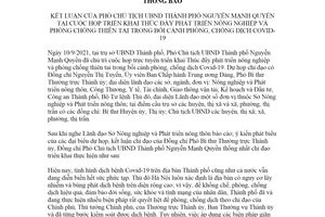 Thông báo 509/TB-VP 2021 kết luận tại cuộc họp trực tuyến Thúc đẩy phát triển nông nghiệp Hà Nội