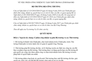 Quyết định 2163/QĐ-BCT 2021 phân công nhiệm vụ tạm thời trong Lãnh đạo Bộ Công Thương