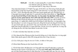 Công văn 2584/BKHCN-TCCB 2021 phối hợp xây dựng phương án quy hoạch các tổ chức khoa học công nghệ công lập