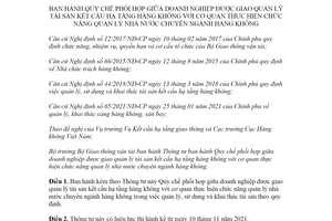 Thông tư 20/2021/TT-BGTVT Quy chế phối hợp giữa doanh nghiệp được giao quản lý hạ tầng hàng không