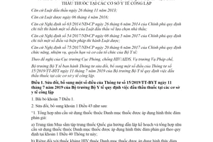 Thông tư 15/2021/TT-BYT sửa đổi Thông tư 15/2019/TT-BYT