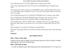 Thông tư 11/2022/TT-NHNN bảo lãnh ngân hàng