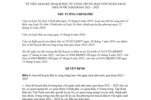 Quyết định 1535/QĐ-TTg 2021 giao kế hoạch đầu tư công trung hạn vốn ngân sách nhà nước