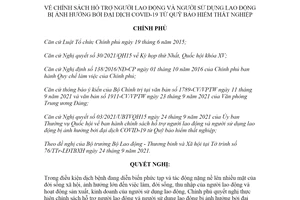 Nghị quyết 116/NQ-CP 2021 chính sách hỗ trợ người lao động bị ảnh hưởng bởi đại dịch COVID19