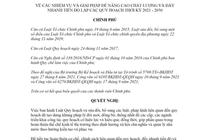 Nghị quyết 119/NQ-CP 2021 nhiệm vụ giải pháp nâng cao chất lượng đẩy nhanh tiến độ lập quy hoạch 2021 2030