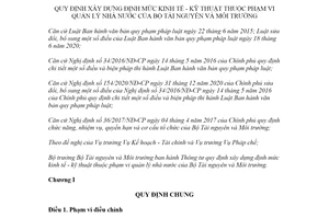 Thông tư 16/2021/TT-BTNMT xây dựng định mức kinh tế kỹ thuật thuộc Bộ Tài nguyên Môi trường