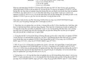 Công văn 8157/BYT-KHTC 2021 chấn chỉnh thực hiện thu dịch vụ xét nghiệm COVID19