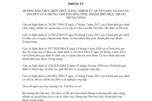 Thông tư 10/2021/TT-BVHTTDL thực hiện chức năng nhiệm vụ quyền hạn của Trung tâm Văn hóa tỉnh