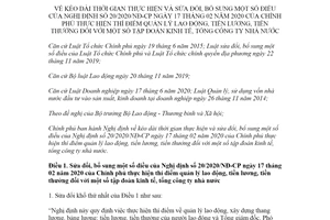 Nghị định 87/2021/NĐ-CP sửa đổi Nghị định 20/2020/NĐ-CP quản lý lao động tiền lương tập đoàn kinh tế