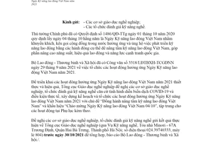 Công văn 2139/TCGDNN-KNN 2021 tổ chức hưởng ứng Ngày Kỹ năng lao động Việt Nam