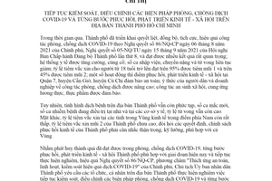 Chỉ thị 18/CT-UBND 2021 tiếp tục điều chỉnh biện pháp chống dịch COVID19 phục hồi kinh tế Hồ Chí Minh