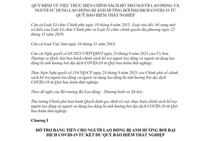 Quyết định 28/2021/QĐ-TTg thực hiện chính sách hỗ trợ người lao động bị ảnh hưởng bởi COVID19